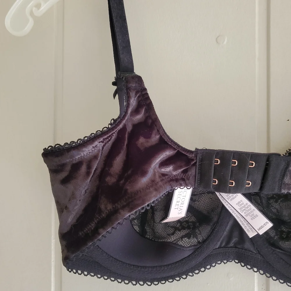 Victoria's Secret Bra 34DD Dream Angels Push-Up Without Padding Black Velvet